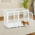 thumbnail image 3 of MOPHOTO Heavy Duty Metal Dog Playpen with Door, 30" High, 6-Panel Portable Exercise Fence, 2 Wooden Bottom Boards, Indoor/Outdoor Use, Dog Pen for Large/Medium/Small Dogs, 3 of 10