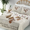 thumbnail image 4 of Ambesonne Bohemian Fitted & Top Sheet Set with Shams, Never Stop Dreaming Item, Beige and Brown, 4 of 7