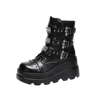 NEW ROCK 407-S1 Silver Cross BOOTS Black Leather Gothic Punk Biker