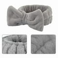 thumbnail image 2 of New 3Pcs Spa Headband Wrist Washband Set for Women Washing Face, Fluffy Skincare Elastic Bowknot Hairbands for Spa Yoga Sports Shower (Gray), 2 of 7