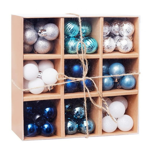 99- Pack 1.18inches Assorted Shatterproof Christmas Balls Gift Box Set, Christmas Tree Pendant Christmas Ball Set, Decorative Baubles Pendants with Reusable Hand-held Gift Package(Blue)