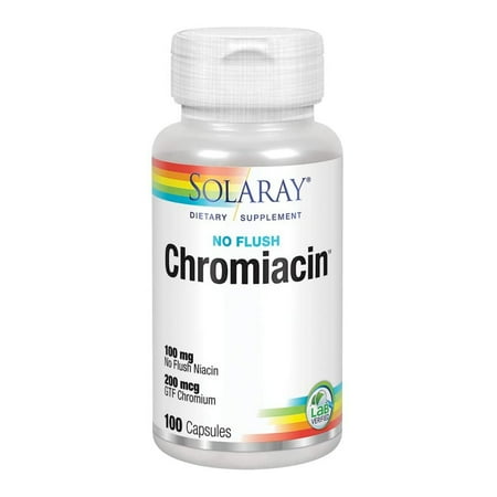 Solaray Chromiacin - 100 Capsules - 100 mg No-Flush Niacin + 200 mcg Chromium - 100 Servings