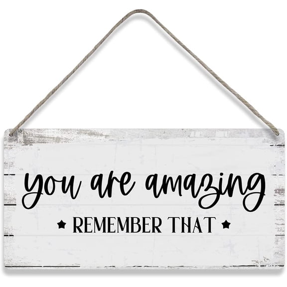 Positive You are Amazing Remember That Sayings Home Wall Decor Wooden Signs Rustic Farmhouse Hanging Wall Plaque Sign Gift 10x5 Inch