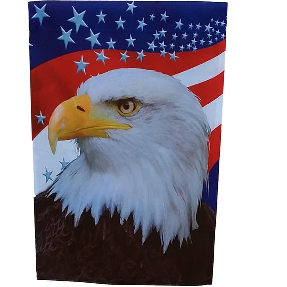 Small Patriotic Garden U.S. Flag - 12" x 18", Red, White & Blue, American Eagle, USA, Memorial Day, 4th of July, President's Day