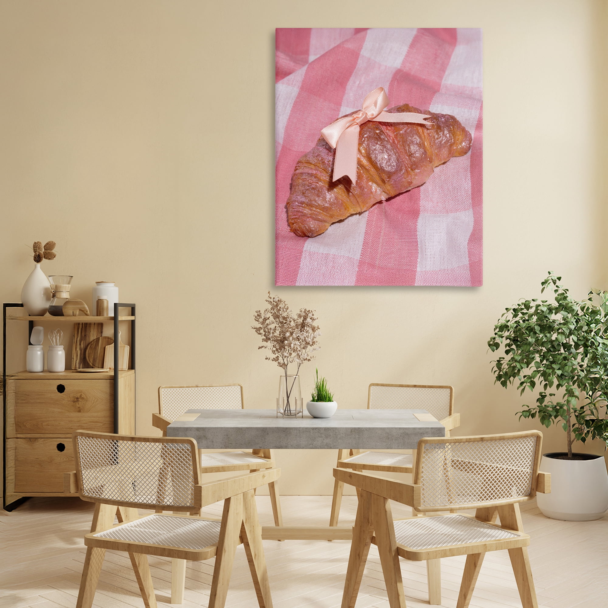 Stupell Industries Glam Ribbon Croissant Canvas Wall Art, design by LISH Creative