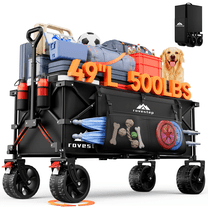 RoveStep 49"L Collapsible Foldable Extended Wagon with 500lbs Weight Capacity,300L Heavy Duty Beach Cart