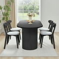 thumbnail image 5 of Oval Dining Table for 6 with Semi-circular legs, Modern Large Kitchen Dining Room Table with Wooden Strip Base for Rustic Farmhouse, Meeting Room Reception Room,Tightly(Black), 5 of 13