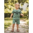 thumbnail image 5 of BemeyourBBs Toddler Baby Boys Summer Clothes Daddy's Mini Outfits Letter Embroidery Waffle Knit Short Sleeve Round Neck T shirt Tops and Shorts Set, 5 of 9