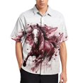 thumbnail image 3 of Camisas con estampado digital de animales y caballos para hombre, camisas hawaianas holgadas informales de manga corta para playa, blusas de gran tamaño para hombre, 3 of 5