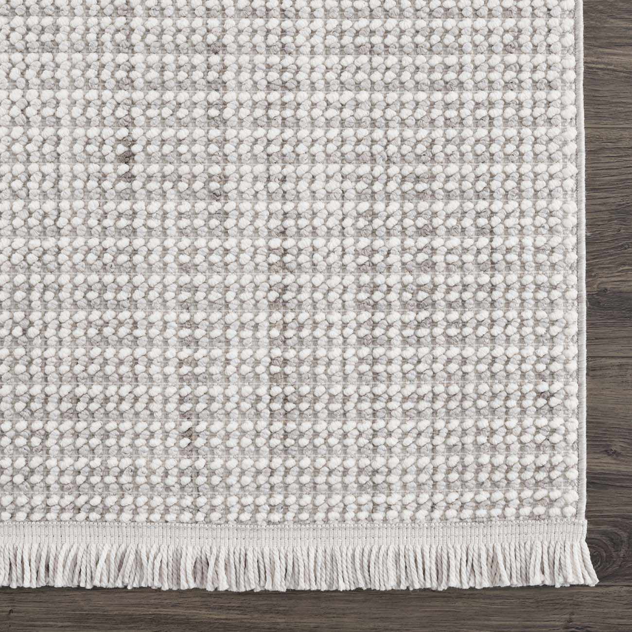 Hauteloom Gowan Living Room, Bedroom Farmhouse Area Rug - Natural Solid - Bohemian Boho Fringe Carpet - Brown, Cream, Beige, Gray - 3'10" x 5'7"