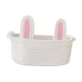 thumbnail image 4 of Voxware Easter Basket Bunny Bag Rabbit Ears Tote Candy Gift Portable Storage Handmade Cloth Rope Reusable Suitable for Children Gift Giving Easter Parties Hom pink and white, 4 of 8