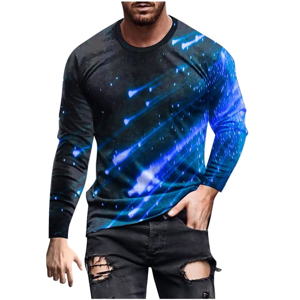 Blusas y camisas de manga larga y cuello redondo para hombre, camisetas casuales con estampado de moda y cuello redondo, blusas de licra de manga corta para hombre.