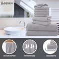 thumbnail image 3 of Juego de 8 Toallas Extra Suaves, Toallas De Baño de Vellón Coral, Incluye 2 Toalla y 2 Toallas de Baño y 4 Toallas de Mano, Secado Rápido, Máxima Absorción, Ideal para Hoteles, Hogar, Gimnasio (Gris), 3 of 4