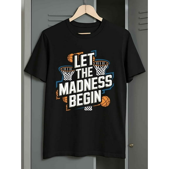 100% cotton Basketball Madness for men black Basic Unisex Shirt Graphic Tee tshirts Casual Unisex Shirt Printed tshirts Casual Unisex Shirt Graphic Tee tshirts Fashion Unisex Shirt Crewneck tshirts