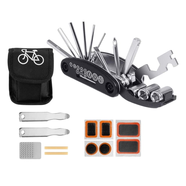 de herramientas para bicicleta 16 en un, multifunción, herramienta de reparación de bicicleta de mantenimiento de bicicletas con parches Cuadrado 14x10x4CM DYNWAVEMX reparación de mecánico de ciclismo