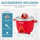 thumbnail image 5 of Aroma Housewares Select Arrocera y calentador de acero inoxidable con olla interior sin recubrimiento, 6 tazas (cocinadas) / 1.2 cuartos de galón, ARC-753SGR, rojo, 5 of 5