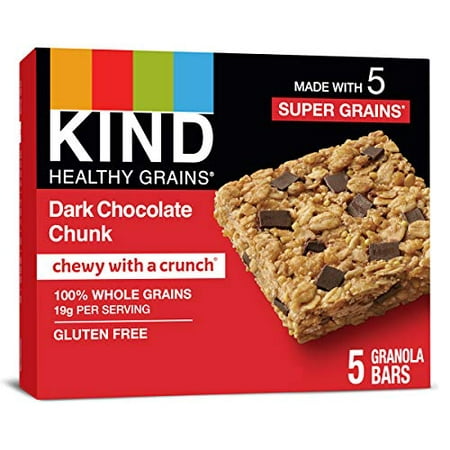 KIND Dark Chocolate Healthy Grains Bars Chunk Gluten Free 1.2 oz 30 Count (Pack of 6)
