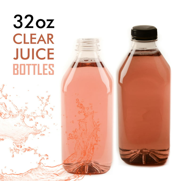 [20 Pack] Empty Clear Plastic Juice Bottles with Tamper Evident Caps 32 OZ  Quart Bottles - Smoothie Bottles - Ideal for Juices, Milk, Smoothies, Juice