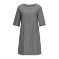 thumbnail image 4 of JUNWELL Caftan Ample Robe Longue pour Femmes Grande Taille Robe en Lin Été Décontractée Sans Manches Col Ras du Cou Poches Robe Maxi, 4 of 6