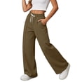 thumbnail image 4 of Sewkxo Womens Wide Leg Sweatpants High Waisted Baggy Pants Fashion Drawstring Athletic Joggers,Camel M, 4 of 7