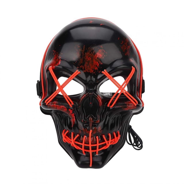 Máscara decorativa para cosplay, máscara de luz LED eléctrica con forma de calavera, máscara facial con luz LED, compacta y ligera