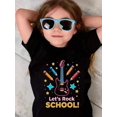 thumbnail image 1 of Young Boy's/Girls "Rock Star Theme Cotton Graphic Tees, Back To School Clothes Girls, Summer Tops With Guitar and School elements, Gift For First Day of School, Fun, Vibrant, " Kids Clothes, 1 of 6