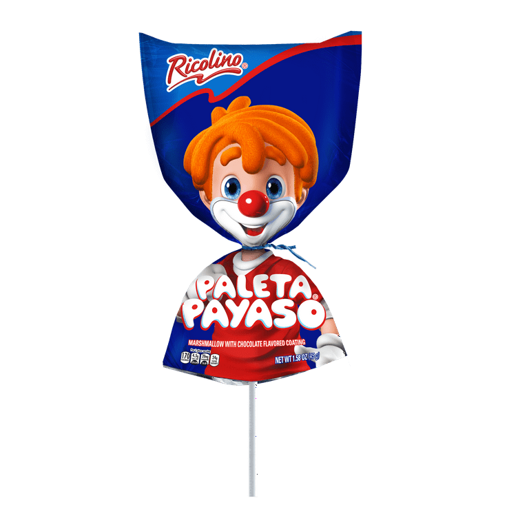 Ricolino Mexican Candy Clown Chocolate Marshmallow Lollipop, 10