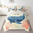 thumbnail image 2 of Homewish Cartoon Blue Whale Twin Bedding Sets 7-Piece for Teen, Kawaii Ocean Animal Bedding Comforter Set, Marine Coral Sealife Reversible Sheet Sets, Lightweight Room Decor, 2 of 7