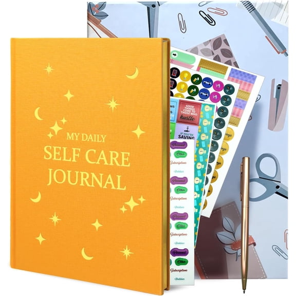 Gratitude Journal with Stickers and Pen,A5 Daily Reflection Journal,80 Pages,Orange