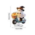 thumbnail image 2 of Halloween Ghost Tabletop Decoration, Cute Witch Hat Ghost Riding Blue Scooter with Pumpkin Basket, 2D Rotating Ornament for Indoor Shelf, Party Decor and Home Display, 2 of 5