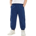 thumbnail image 3 of Frnrwgo Boys Girls Cargo Pants Loose Fit Lightweight Elastic Waist Casual Daily Joggers 3-13 Years, Blue, 3 of 10