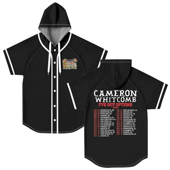 Cameron Whitcomb I've Got Options Tour Merch Hooded Baseball Jersey Short Sleeve Shirt Women Men Crewneck Casual Tee