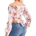 thumbnail image 4 of Women's Off-Shoulder Pleated Back Tie-Up Crop Top Summer Shirt, 4 of 4