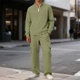 thumbnail image 2 of CONROSES Mens Sweatsuits 2 Peice Set Casual Sweat Suit for Men Half Zip Solid Long Sleeve Sweatshirts Joggers Fall Winter Athletic Jogging Track Suits, 2 of 9
