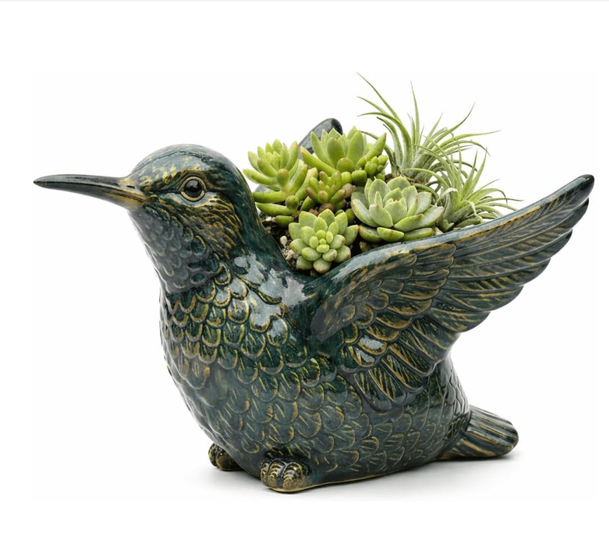 Cardinal Bird Succulent Planter – Red Resin Cardinal Outdoor Decor Planter – Decorative Animal Flower Pot for Garden, Patio, Balcony – Gift for Bird Lovers (Green,1PC)