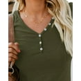 thumbnail image 2 of T-shirt Henley à Manches Courtes/longues pour Femmes, Décontracté, Basique, 2 of 3