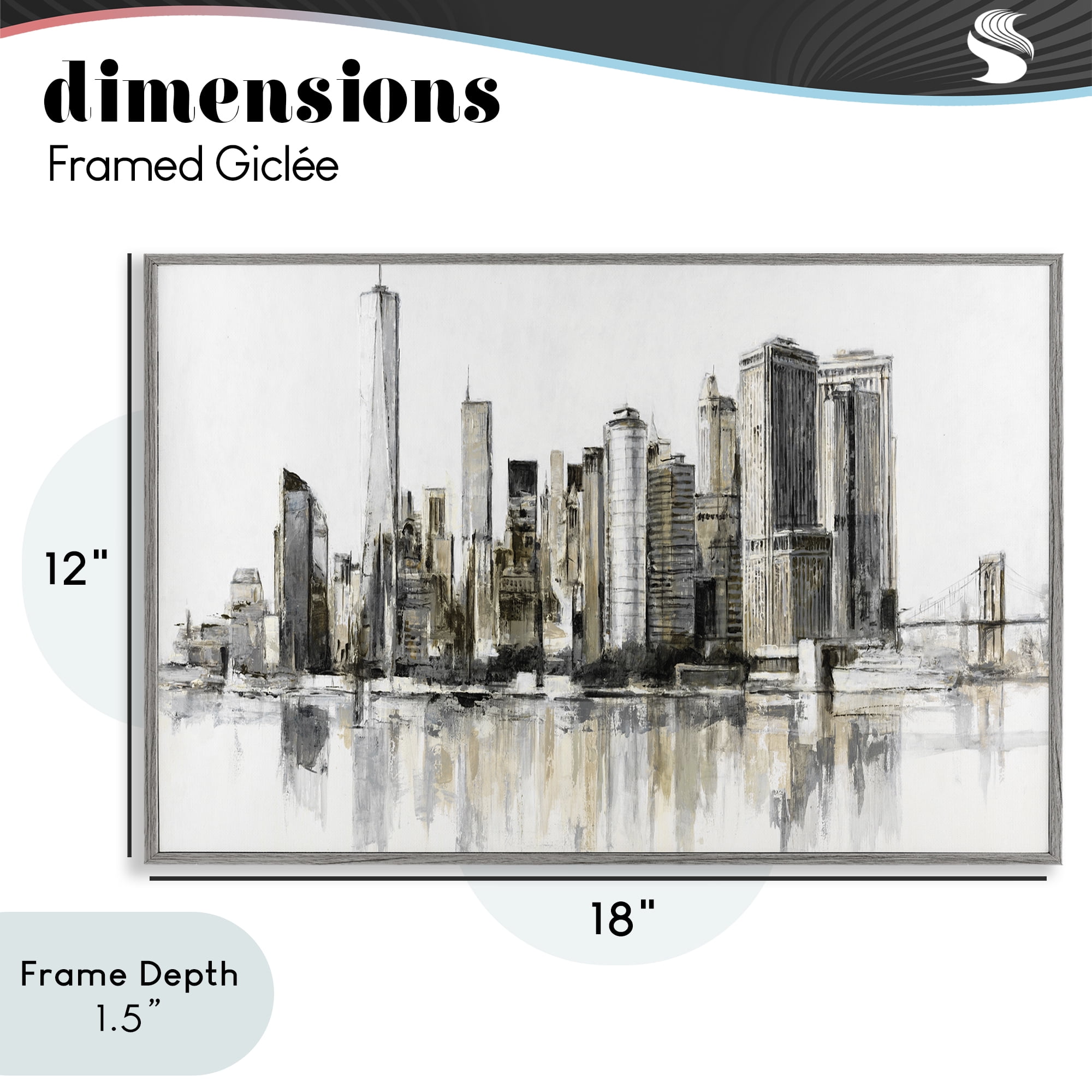 Stupell Industries Urban Skyline Reflection Gray Framed Giclee Art, design by Lorenzo Collective