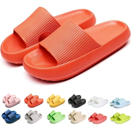 

Massage Non-Slip Super Soft Thick Soled Household Slippers for Women and Men Orange (36-37)