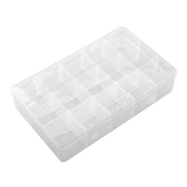 Caja organizadora de plástico de 15 rejillas, organizador de cuentas visibles desmontable con tapa.