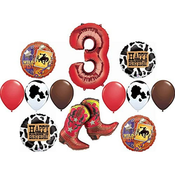 Western Party Balloon Bouquet - Cowboy Cowgirl 6th Birthday Decor With Foil & Latex Balloons