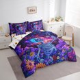 thumbnail image 3 of Erosebridal Holleween Skull Bed in a Bag Queen Size,Vintage Boho Floral Bed Set,Purple Sky Starry Bedding Queen Size,Lightweight Room Decor Reversible,7 Pieces, 3 of 7