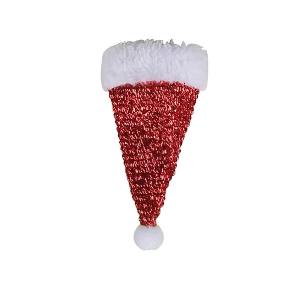 6pc Christmas Sequin Knife And Fork Set Mini Christmas Hat Knife And Fork Decoration Desktop Christmas Ornaments