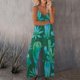 thumbnail image 1 of ICHUANYI Liquidación Moda Mujer Cami V-Cuello Sin Mangas Casual Bolsillo Suelto Impresión Mono Largo ICHUANYI WER202308231147, 1 of 7