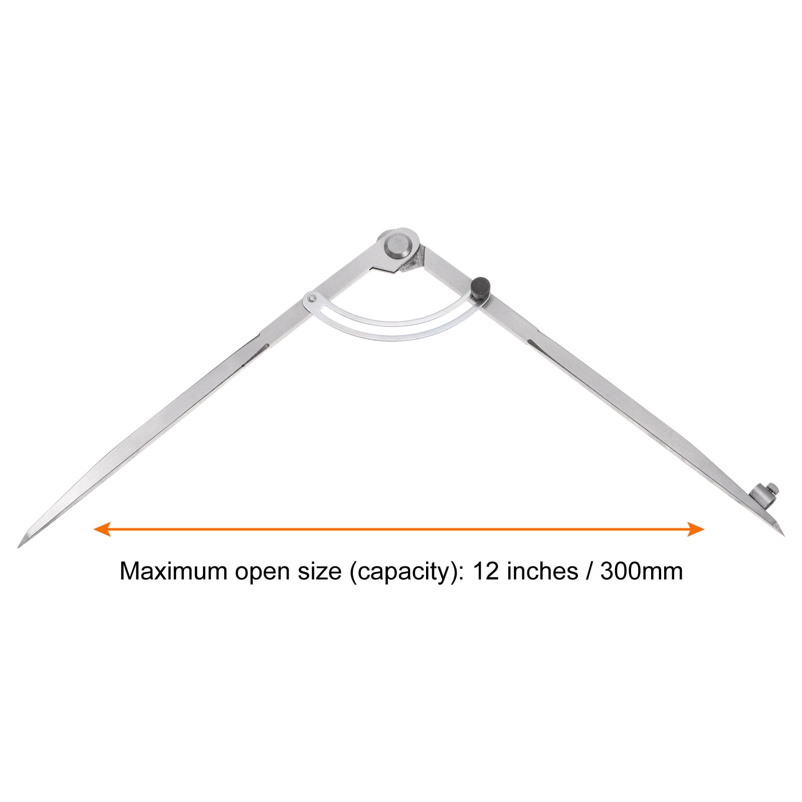 Uxcell Wing Divider Compass 12 Inch 300mm Adjustable Lockable Compass with Pencil Holder for Geometry Drawing