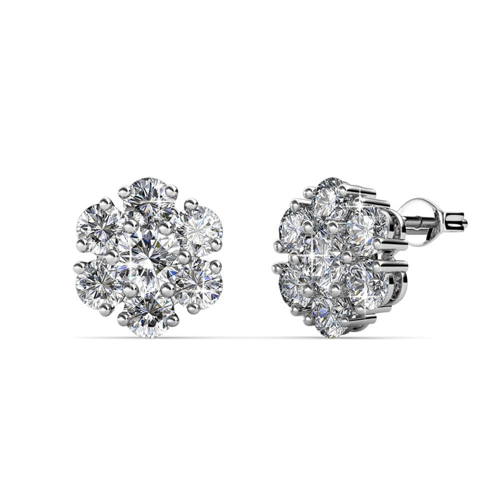 Cate & Chloe Maggie 'Pure' 18k White Gold Stud Earrings with Swarovski Crystals