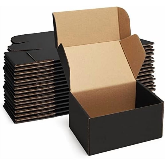 Shipping Boxes 6x4x3 inches Black Small Mailing Boxes 25 Pack Cardboard Corrugated Box Mailers