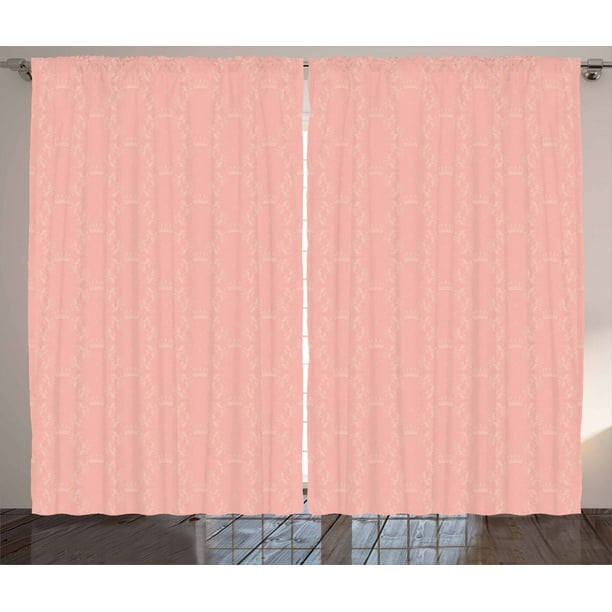 Peach Curtains 2 Panels Set Soft Colored Background With Crowns And Fl Abstract Motifs Faded Look Monochrome Window Ds For Living Room Bedroom 108w X 63l Inches C By Ambesonne Peach Curtains 2 Panels Set Soft, Peach Window Curtains