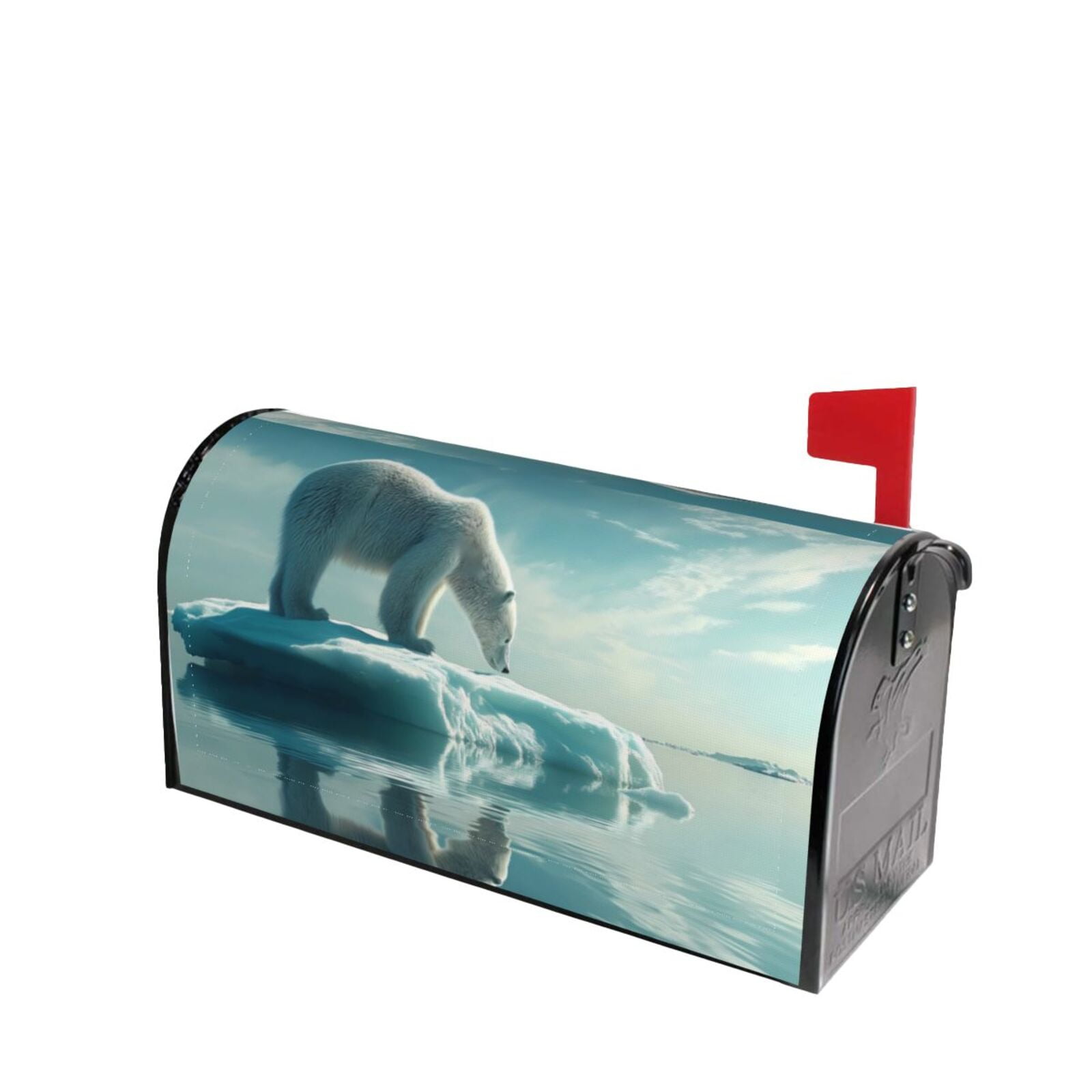 Picia Polar Bear On Iceberg Magnetic Mailbox Cover Standard Size-25.5x21 in