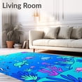 thumbnail image 2 of ODIKA 8'x10' Machine Washable Non-Slip Area Rug, Deep Ocean Discovery Ensemble Vibrant Animated Ecosystem High Traffic Rug, Blue, 720663, 2 of 7