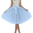thumbnail image 3 of MIXUE Skirts For Women Summer Mesh Solid Color Elastic High Waist A Line Ruffled Tutu Skirt Outwear,Green,One Size, 3 of 8